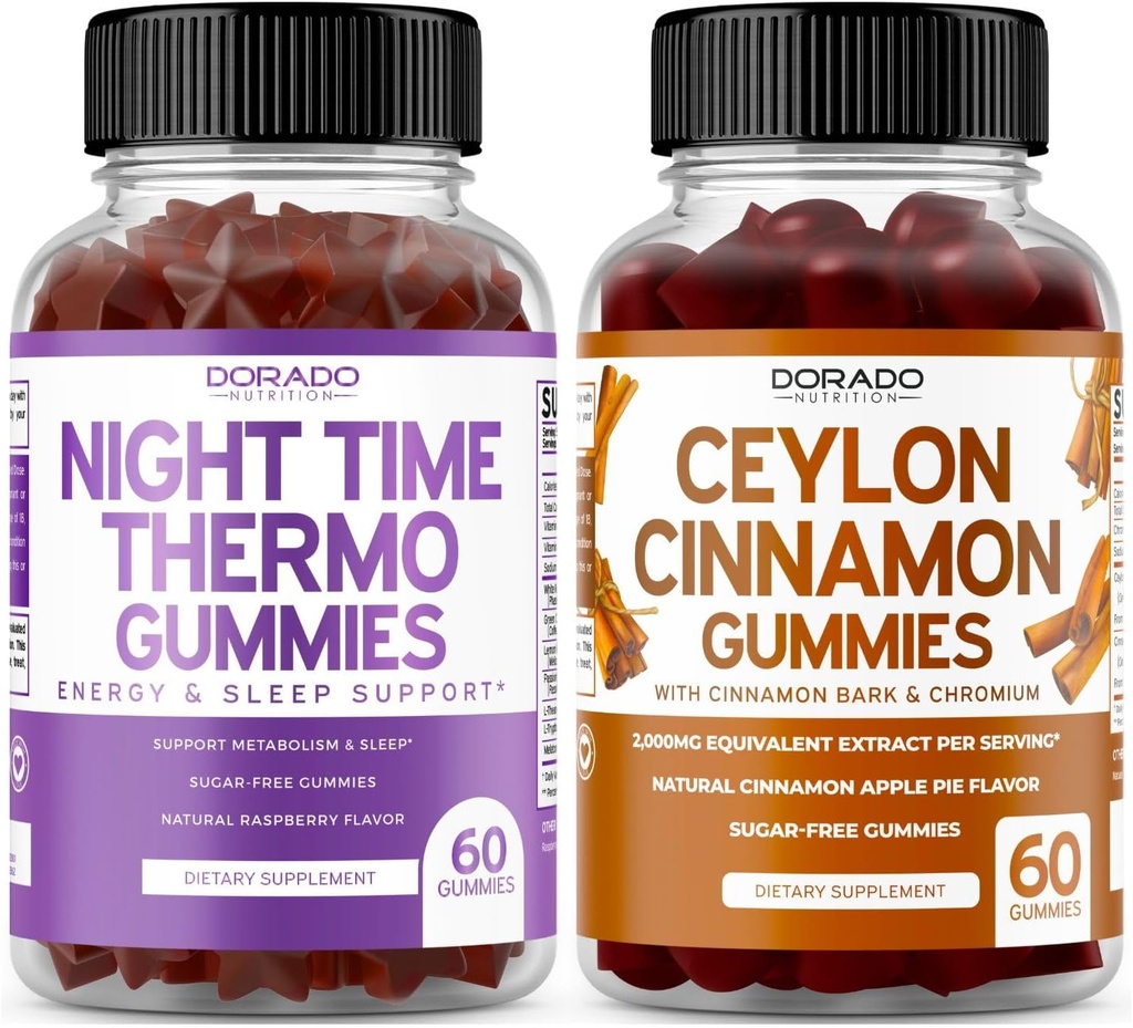 夜间肥肉燃烧器(60 Gummys) 重量损失与代谢 拉斯伯利 Flavored Melatonin 补编和锡兰肉桂(60 Capsule) 文摘综合健康支持补编 - Vegan & Made in USA