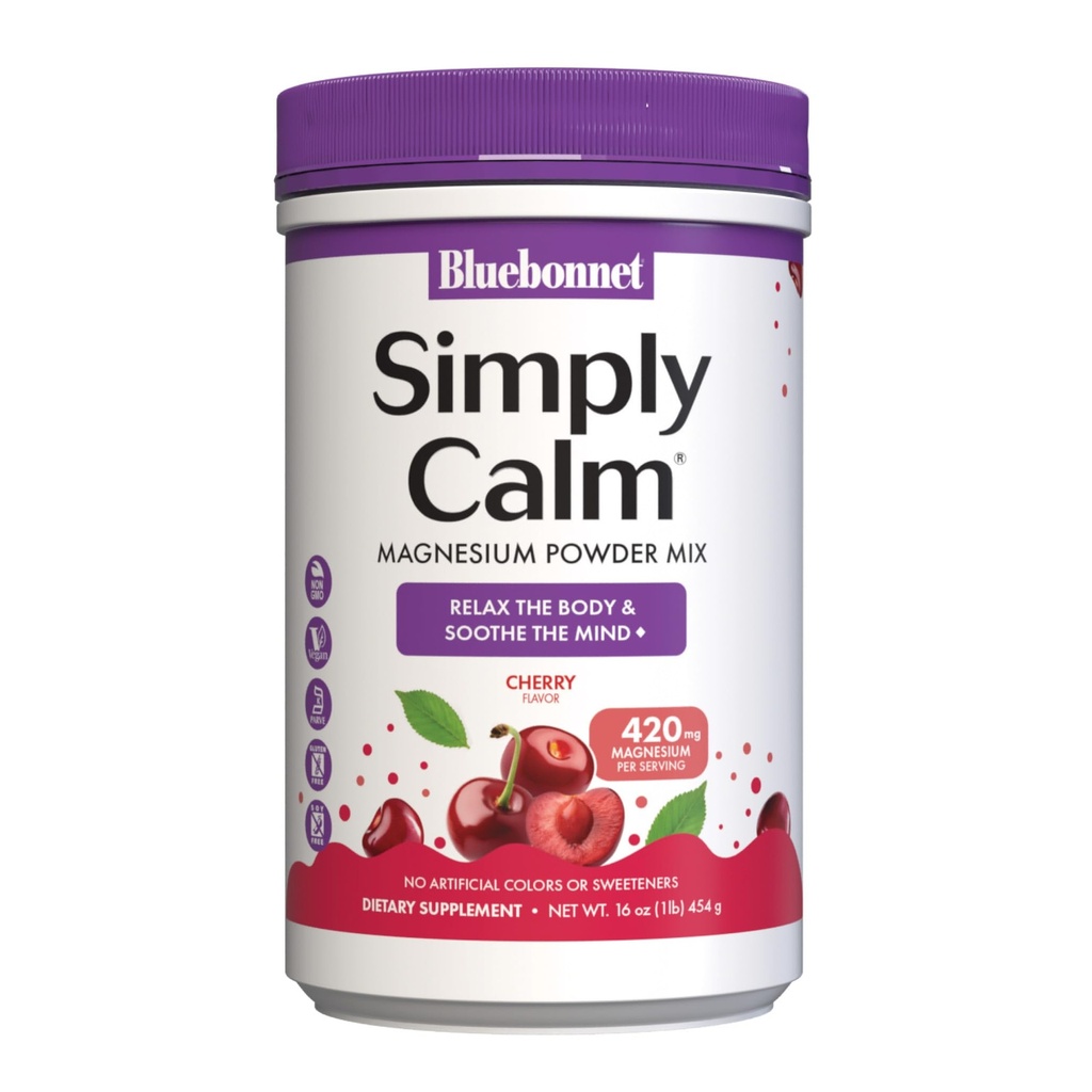 (原始内容存档于2019-09-26) (英语). Bluebonnet Information Just calm Powder, for calm *, 肌肉粉末 *, 压力救济 *, 非GMO, Vegan, Kosher 认证, Gluten - Free, Soy - Free, Dairy - Free, 16 oz, 82 services, Cherry Flavor.