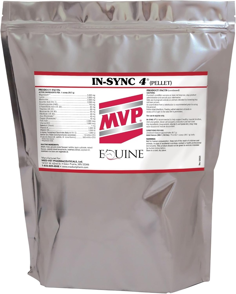Med-Vet Pharmaces in-Sync(8lb)与天然维生素E用于肌肉健康/马体内恢复. .