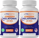 Vitamatic Melatonin 20mg for Sleep Support QQ Vegetarian, Non-GMO, Gluten Free QQH High Potency 20 MG QQ 天然贝瑞 Flavor 120 快速溶解板 - 2 Pack - 240 计数
