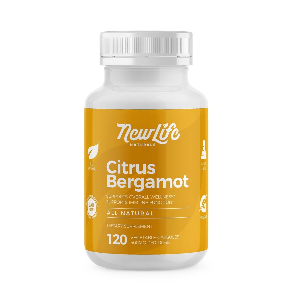 新生命自然 Citrus Bergamot 胆固醇支持补充500 MG-胆固醇补充120 Veggie Capsules