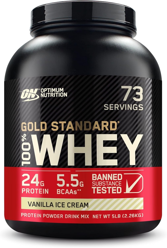 最佳营养金标准Whey Vanilla冰激凌 - 5磅.