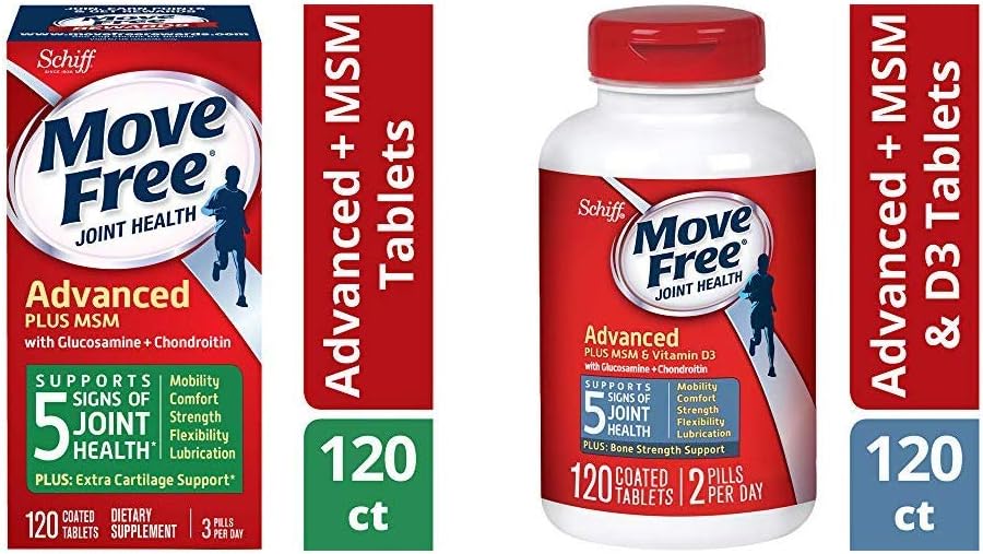 移动 Free Glucosamine & Chondroiton Plus MSM 高级联合健康补充药片(120)以及Comfort和Glucosamine和Condroitin Plus MSM & D3 高级联合健康补充药片(120)