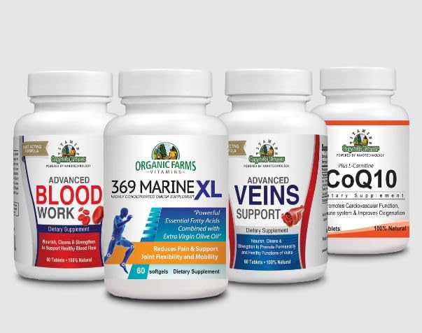 循环包 - 血液 + Co-Q10 + 369 Marine XL + Veins - 饮食补充和维生素 - 自然补充