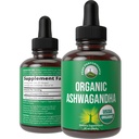 Ashwagandha Liquid Drops. UDA有机维冈补充剂. 女性、男性、孩子的超能力Ashwagandha根提取器 "零糖","有机","Gluten Free Tincture"增刊.