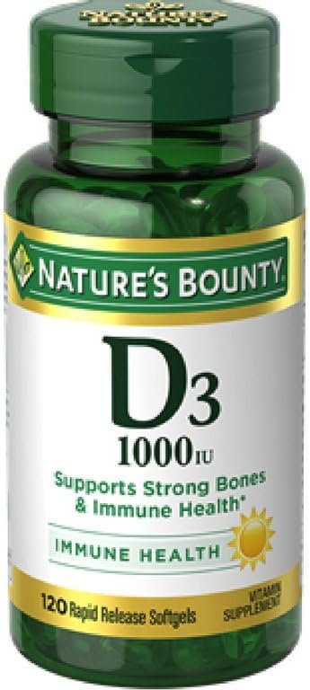 自然丰产维生素D3 1000 IU Immune健康,120 Softgels(12包)
