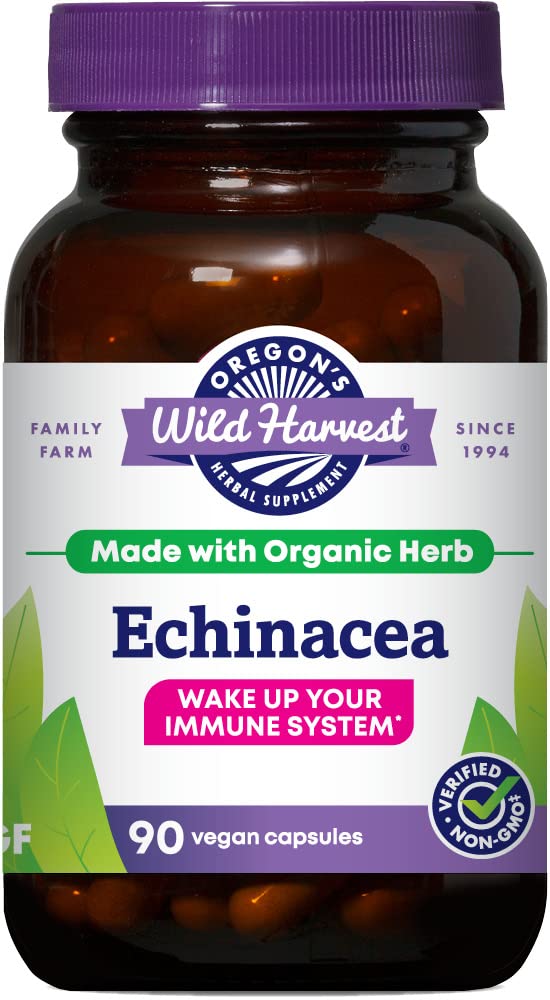 俄勒冈州野生收获 Echinacea 有机草药补充品, 90 Counter