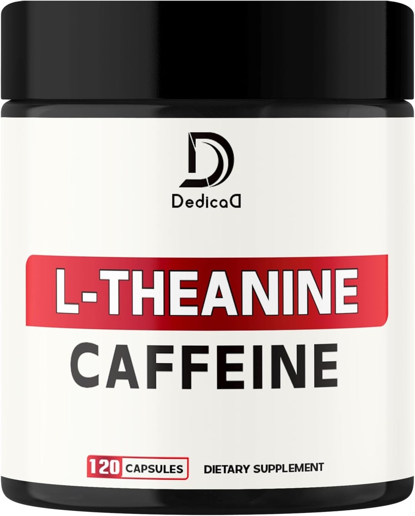 L- Theanine 200mg Capsules & Pure Cafeine Pills 200mg - 智能平滑能源生产,警示,认知和焦点清晰度补充 - 120 capsules for 4 个月 - 非GMO & Gluten Free