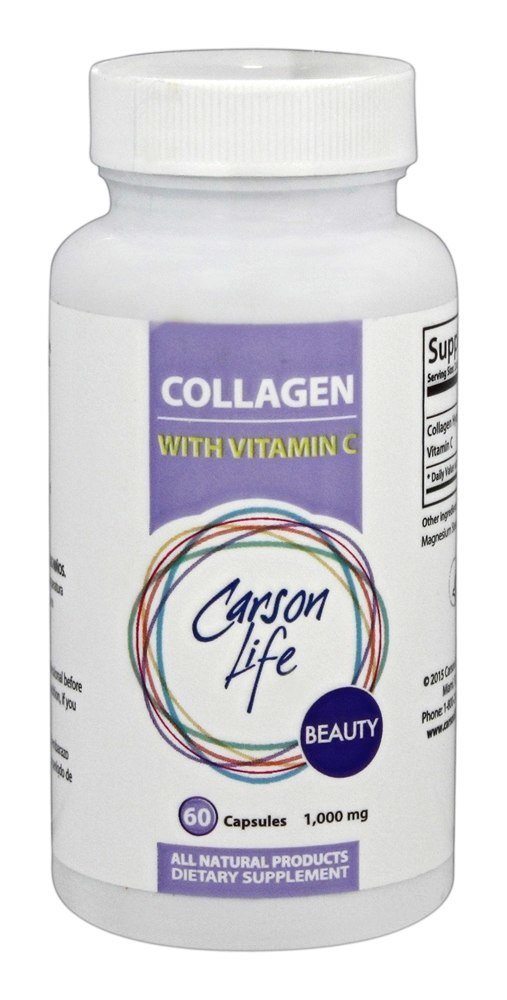Carson Life Collagen Capsules配有维生素C - 60 Capsules - 抗衰老,免疫支持,健康头发,皮肤和钉子的饮食补充 - 美国制造(60 Capsules)
