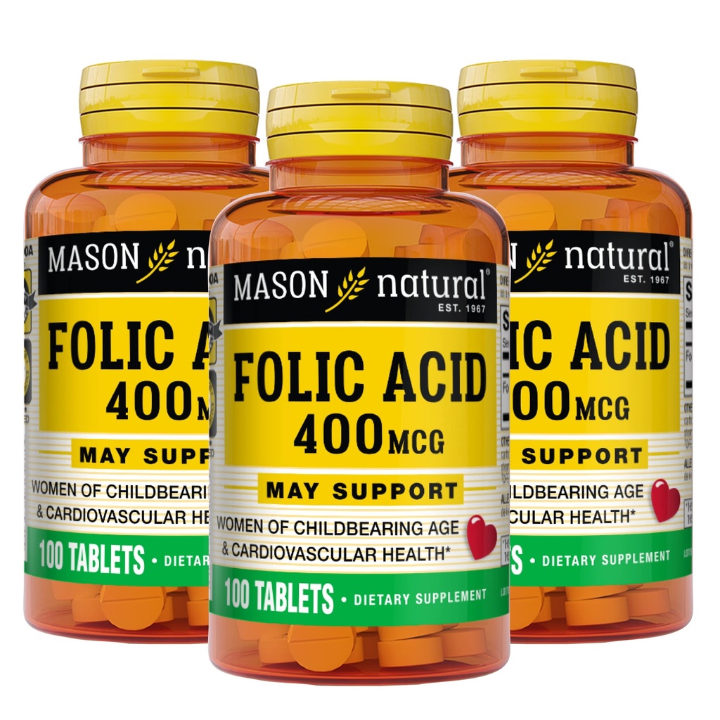 Mason Natural Folic Acid 400 mcg, 《健康、口服和产前护理每日补充》,《育龄妇女100张药片》(第3页)