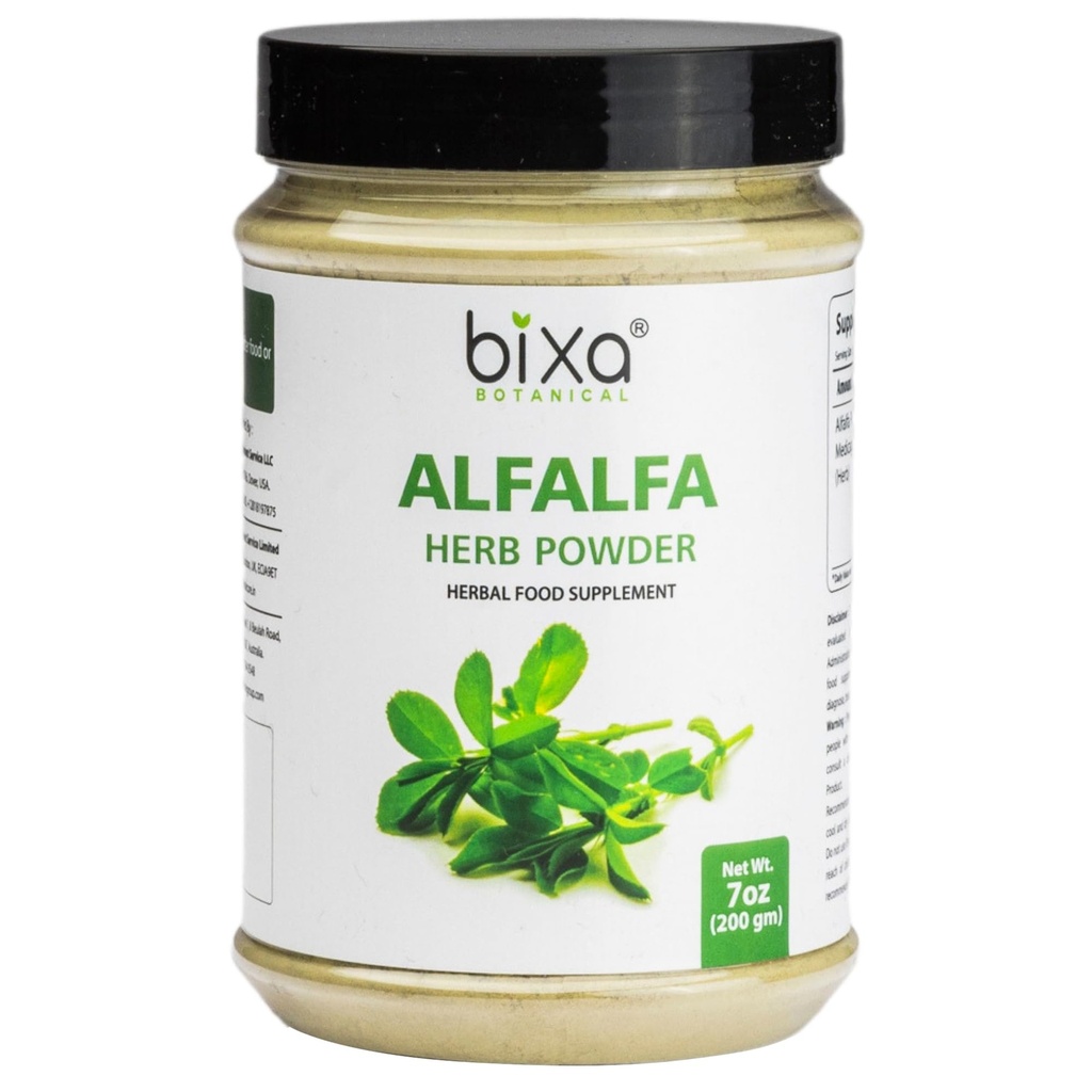bix BOTANICAL Alfalfa Powder Prure (Medicago Sativa) 超级食品 | Ayurvedic 天然草药补充剂 7 Oz / 200g