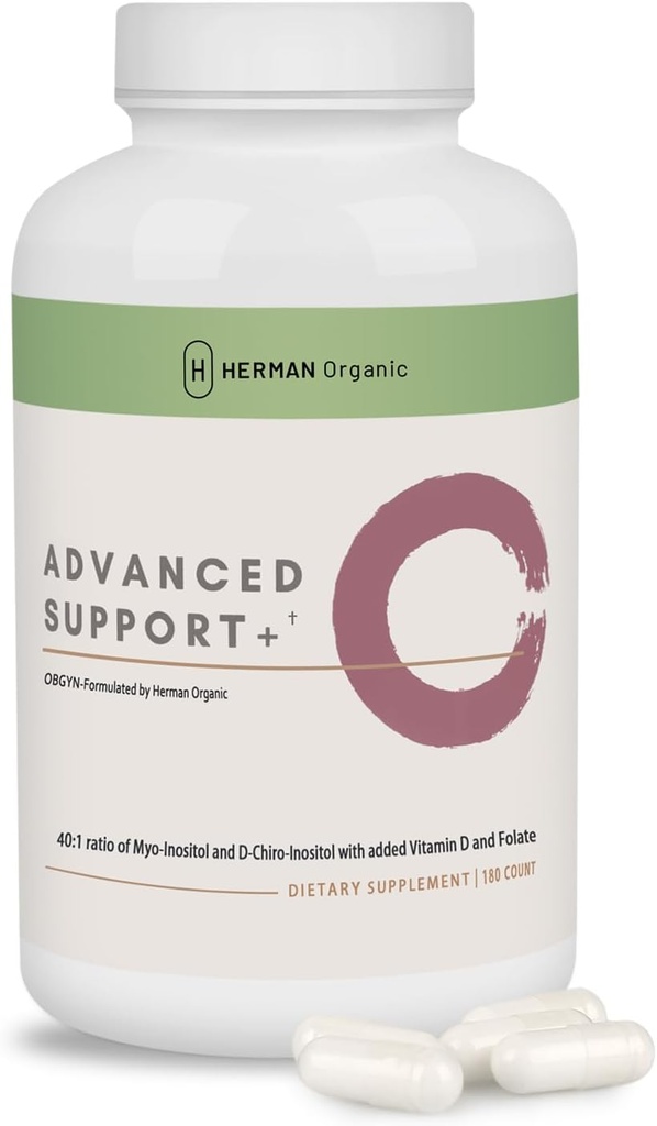 Herman Organization Myo-Inositol & D-Chiro Inositol - 荷尔蒙杂草对口服和生殖健康的支持 - 180 Capsules - 女性荷尔蒙补充剂 - 蛋类高级补充剂