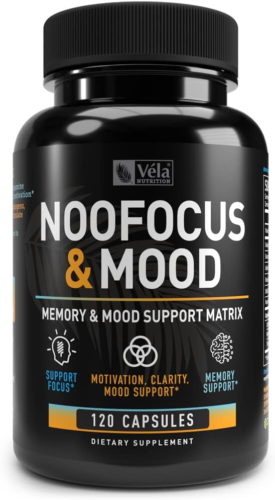 Nootropic - NooFocus & Mood 支持 Matrix QQ 大脑的内存和焦点补充 与Rhodiola,维生素B12,Alpha GPC,Huperzine A,DMAE QQ Focus,内存,能量和Mood 支持 * 120 CT