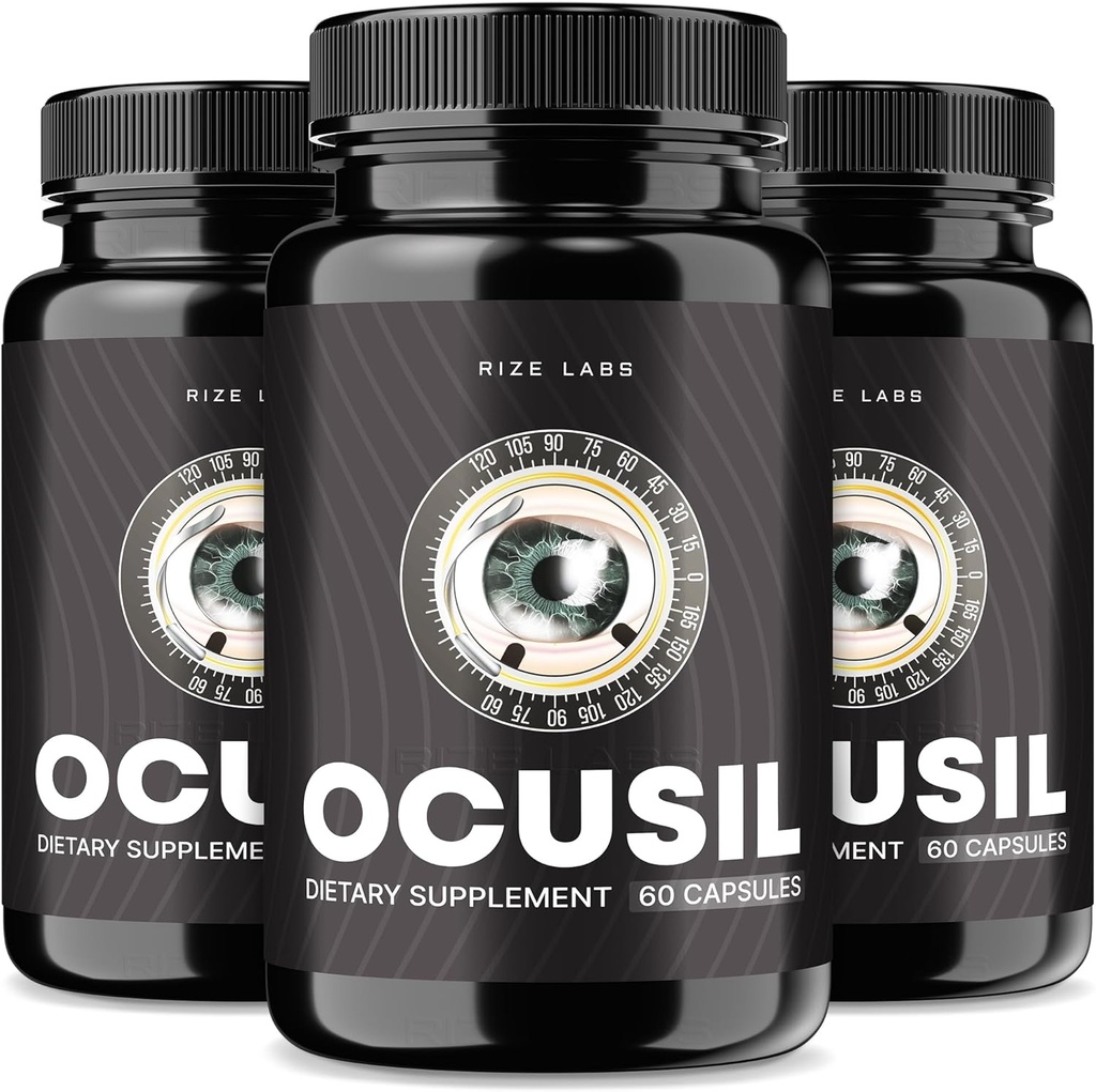 rizes 实验室 Ocusil Capsules, Ocusil 支持眼补充剂, Ocusil 润滑剂以提高浓度和重点, Ocusil 全自然药丸促进健康眼 (180 Capsules)(第3包)