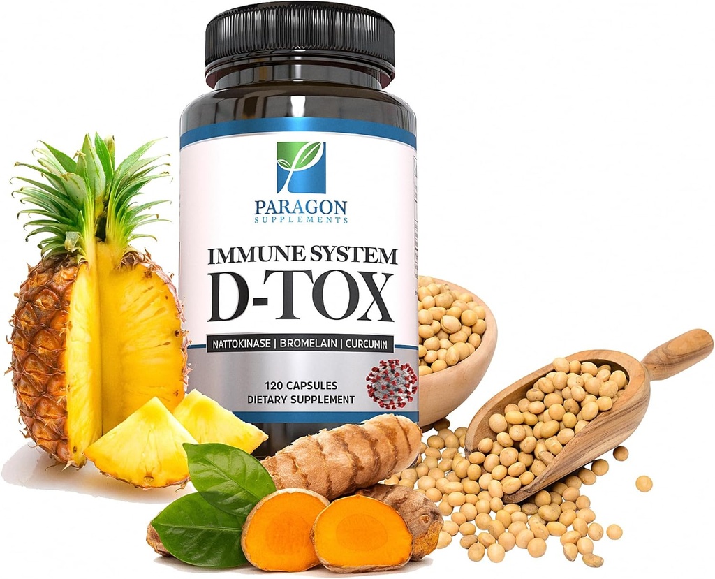 Spike蛋白去除 - 原Spike解毒剂配 Nattokinase, Bromelain & Curcumin - 3-in-1 Imune System Supplement - 非GMO, Vegan, Gluten - Free - 美国制造 - 120 Capsules (30天供应)