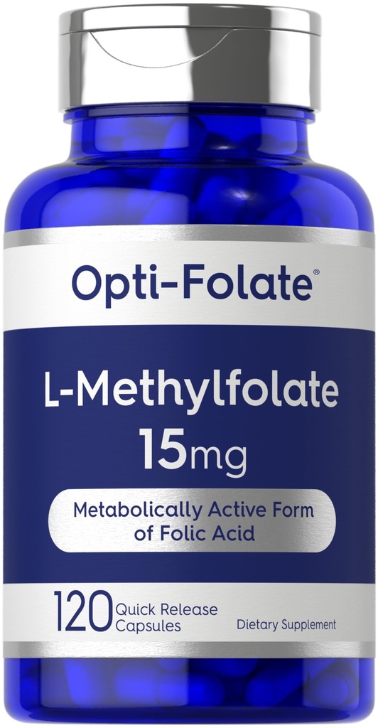 Carlyle L Methylfolate 15mg → 120 Capsules → 数值大小 Max Potency → 优化与激活 → 非GMO,Gluten Free Supplement → 甲基Folate, 5-MTHF → 由 Opti-Folate 编写