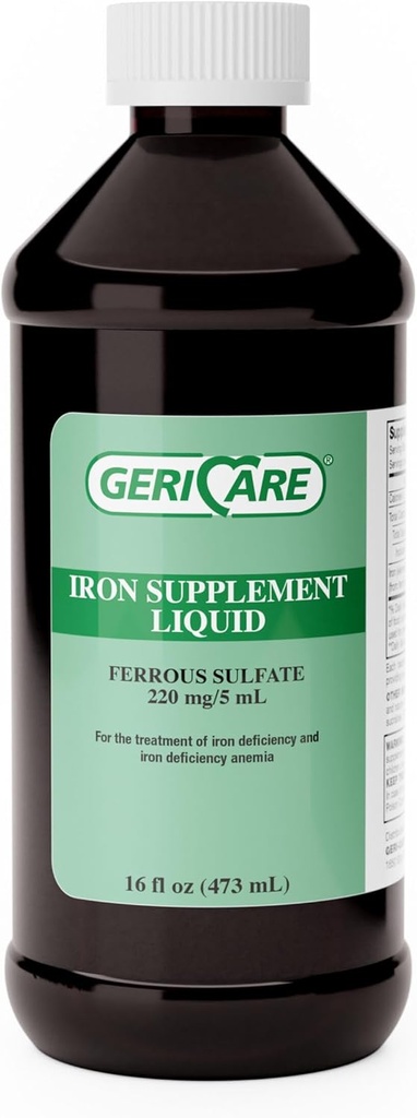 GeriCare 220 高潜力液态铁 + 成人液态铁 → 贫血症和缺铁 → 220 mg 铁 / 5mL 剂量。 (Pack of 1)