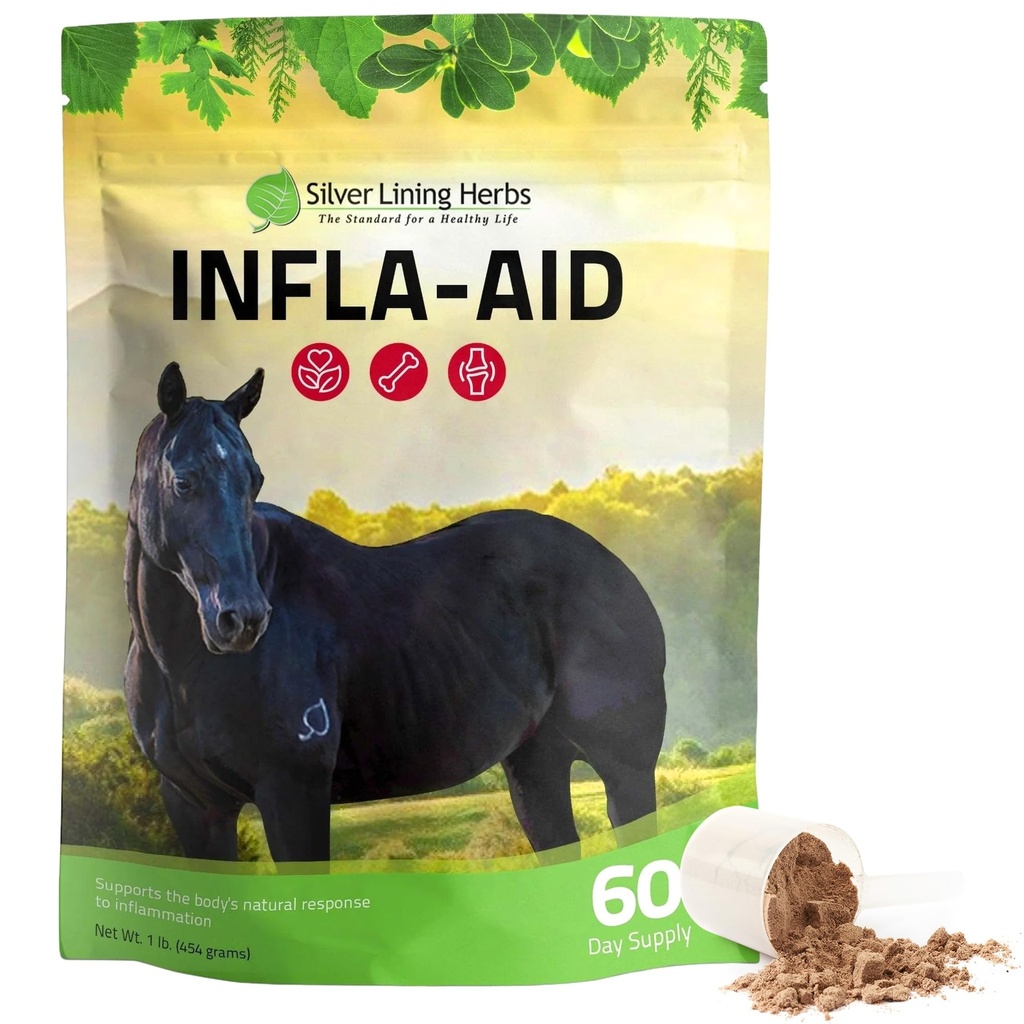 Silver Lining Herbs Infla-Aid for Horse – 天然抗炎救火补充剂 – 支持恢复,安慰,以及肌肉,Tendons & Joints的流动性 – 1 lb Bag (60位服务员)