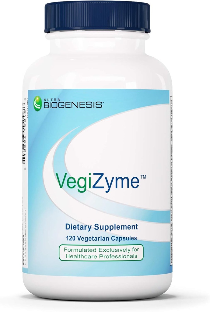 Nutra BioGenesis VegiZyme - 妇女和男子的消化酶、消化和营养支持、植物学和维冈-友好的消化健康和舒适补充 - 120 Capsules