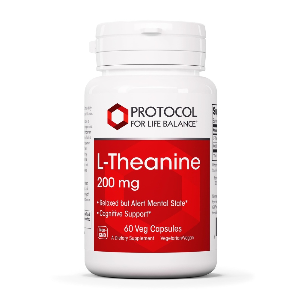 生活平衡议定书 L-Theanine 200mg - 正常压力救济 - 非疲劳 - 60 Veg Caps