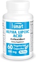超智能 - Alpha Lipoic Acid 500mg/日 - 高概率通用抗氧化剂 - ALA 补充 QQ N-GMO & Gluten Free - 60 植物卡普尔