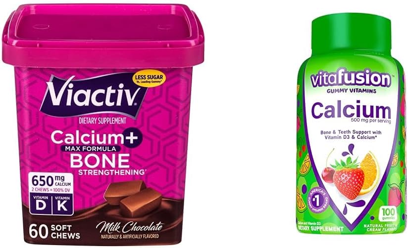 Viactiv Calcium Chews 60 Count & vitaculation Calcium Gummy Vitamins 100 Count - 骨和牙齿支持的钙补充