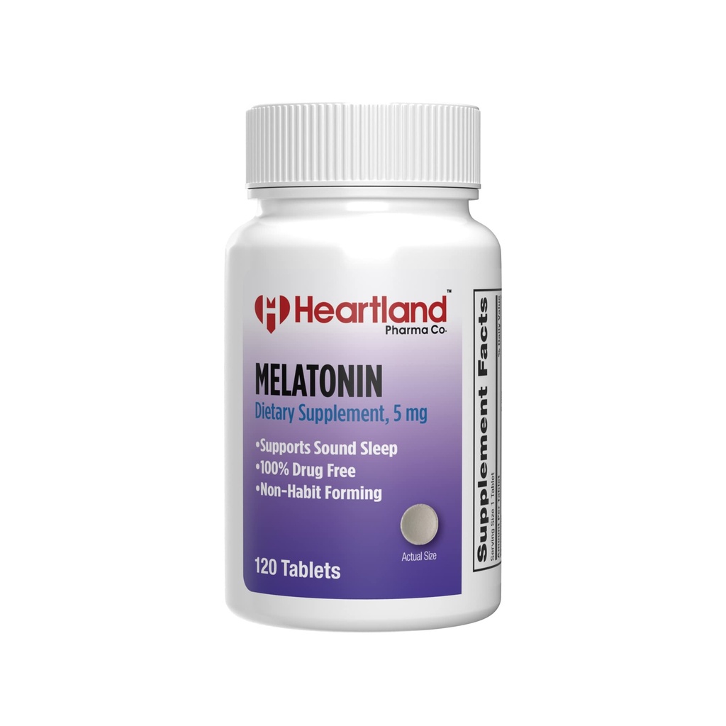 Melatonin 5 mg QQ 睡眠援助药丸 自然睡眠支持 100% 无药睡眠援助补充 QQ 非哈比特成型 美国制造 QQ 120 计数