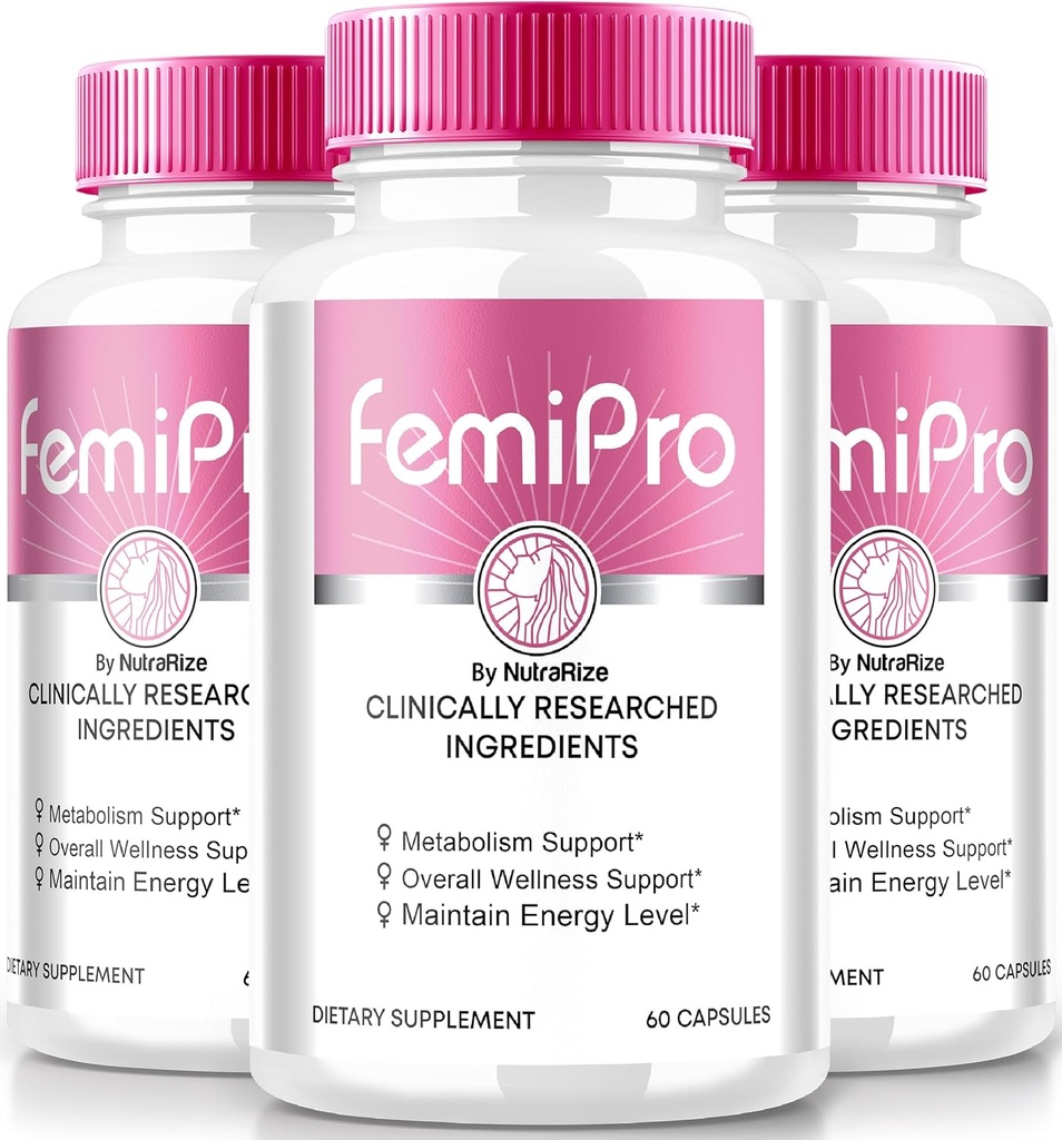 NutraRize(3 Pack) FemiPro Capsules,尿液热支持的Premium公式,控制与总体健康全自然补充,Femi Pro审查(180 Capsules)