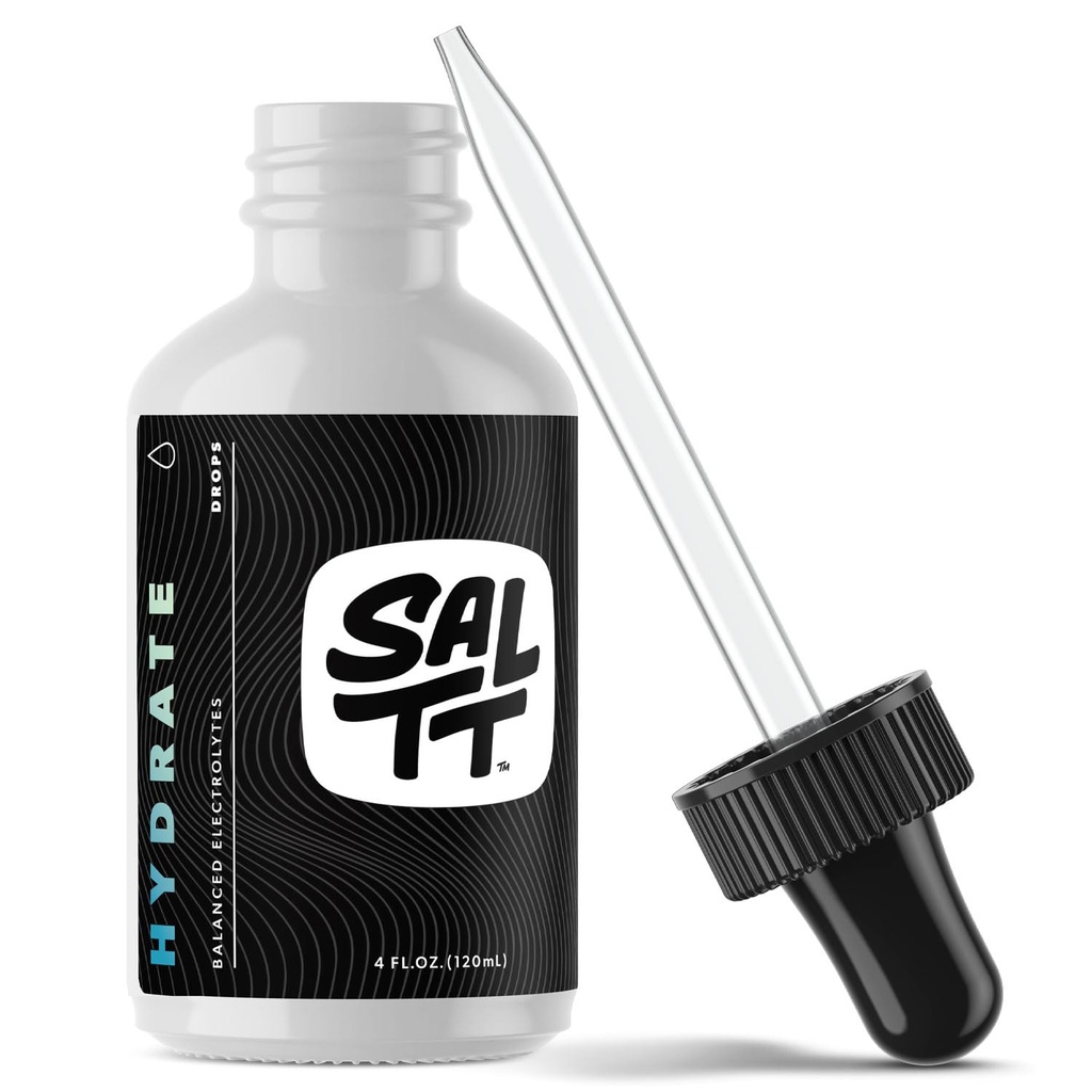 Keto Chow的SALTT - 电解水滴 - Keto饮食和间歇快餐 - 免疫支持 - Gluten & Sugar - 无糖 - Sodium, Magnesium, Potassium & Trace Minerals - 4 fl oz