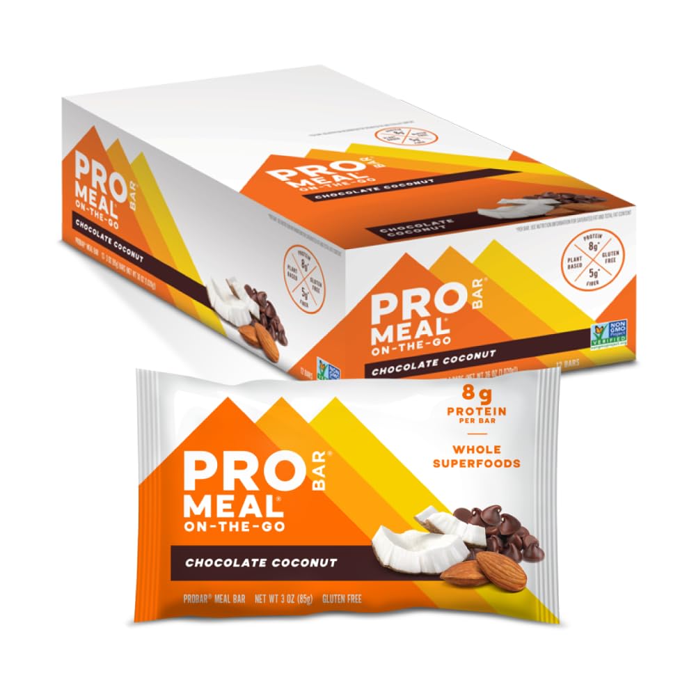 PROBAR - 美式酒吧、巧克力椰子、非GMO、无葡萄糖、健康、植物、全食品、自然能源(12个计数)