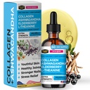 Collagen Mojo - 男女液体Collagen、Collagen Peptides with Ashwagandha、Gerderberry & L-Theanine - 头发、皮肤、钉子、联合和压力支持、高吸收 - 100 000mcg、2 Oz