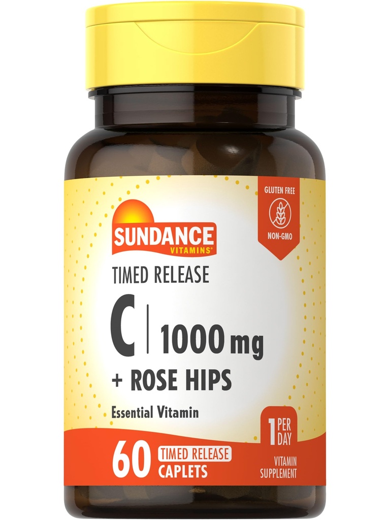Sundance Vitamin C 1000 mg with Rose Hips QQ60 Cated Caplets QQ Timed Release QQ Vegetarian, Non-GMO, 和 Gluten Free Supple Supple 互联网档案馆的存檔,存档日期2013-12-02.