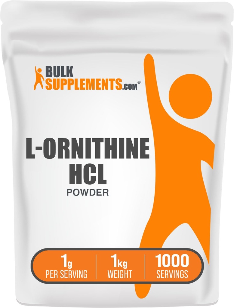 Bulk Assupports.com L-Ornithine HCl 粉末 - Ornithine Assupports - Gluten Free,每服1克,1kg(2.2磅)(一包)