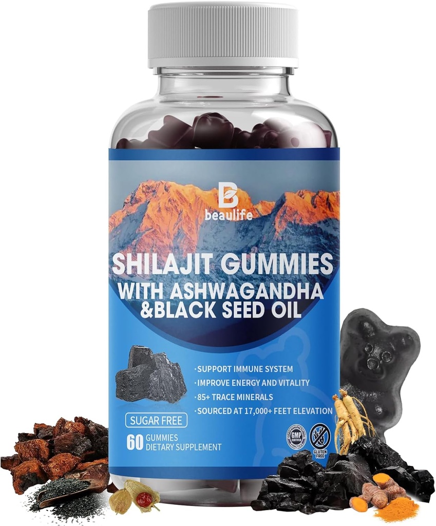 希拉吉特·古米斯 希拉吉特 瑞辛 85+ 追踪矿物、富尔维酸、维生素C、D、B12、Ashwagandha、Chaga蘑菇、Turmeric,用于能源、免疫支持