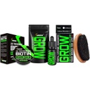 胡子生长 Kit w/GROW XXL 胡子油/男子胸毛生长系统 + 100% 终身替换 Boar Bristle Brush + 2X 刺杀 Biotin Mustache Wax 和 Balm 男子- 在美国制定