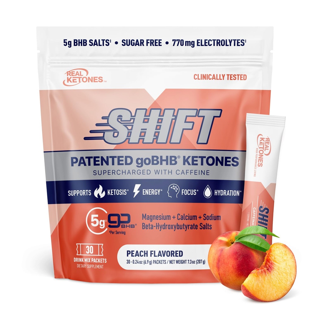 真正的 Ketones BHB 外源 Ketones 饮用 Mix Packets Keto 电解片 Power Packets 无糖 配有 4 主快速电解片 Plus 水解 专利的 Keto BHB - 30 桃咖啡因伯爵