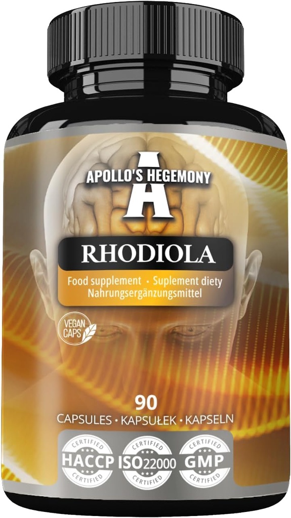 APOLLO的HEGEMONY Rhodiola Rosea 500 mg Per Capsule - 90 Vegan Capsules - 提取标准化为3% Salidroside - 能量和Stamina助推器 - 饮食补充