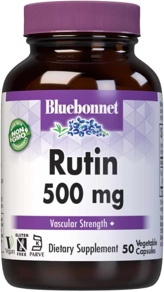 Bluebonnet 营养 Rutin 500mg(Sophora Japonica) 抗氧化剂 Bioflavonoid 用于血管支持 * Vegan, Gluten-Free, Soy-Free - 基于植物的Rutin 补充剂 - 50 蔬菜罐头