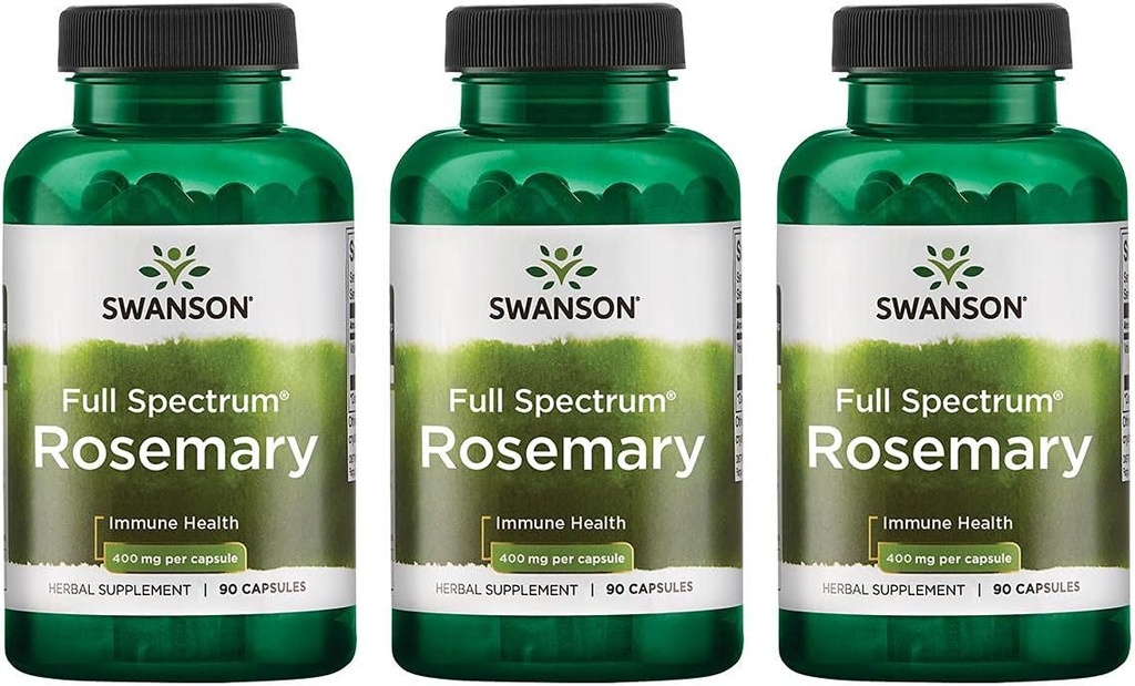 Swanson Full Spectrum Rosemary - 草药补充剂 推广免疫健康支持 - 自然公式 帮助捍卫身体与支持整体健康 - (90 Capsules,每包400mg) 3 Pack