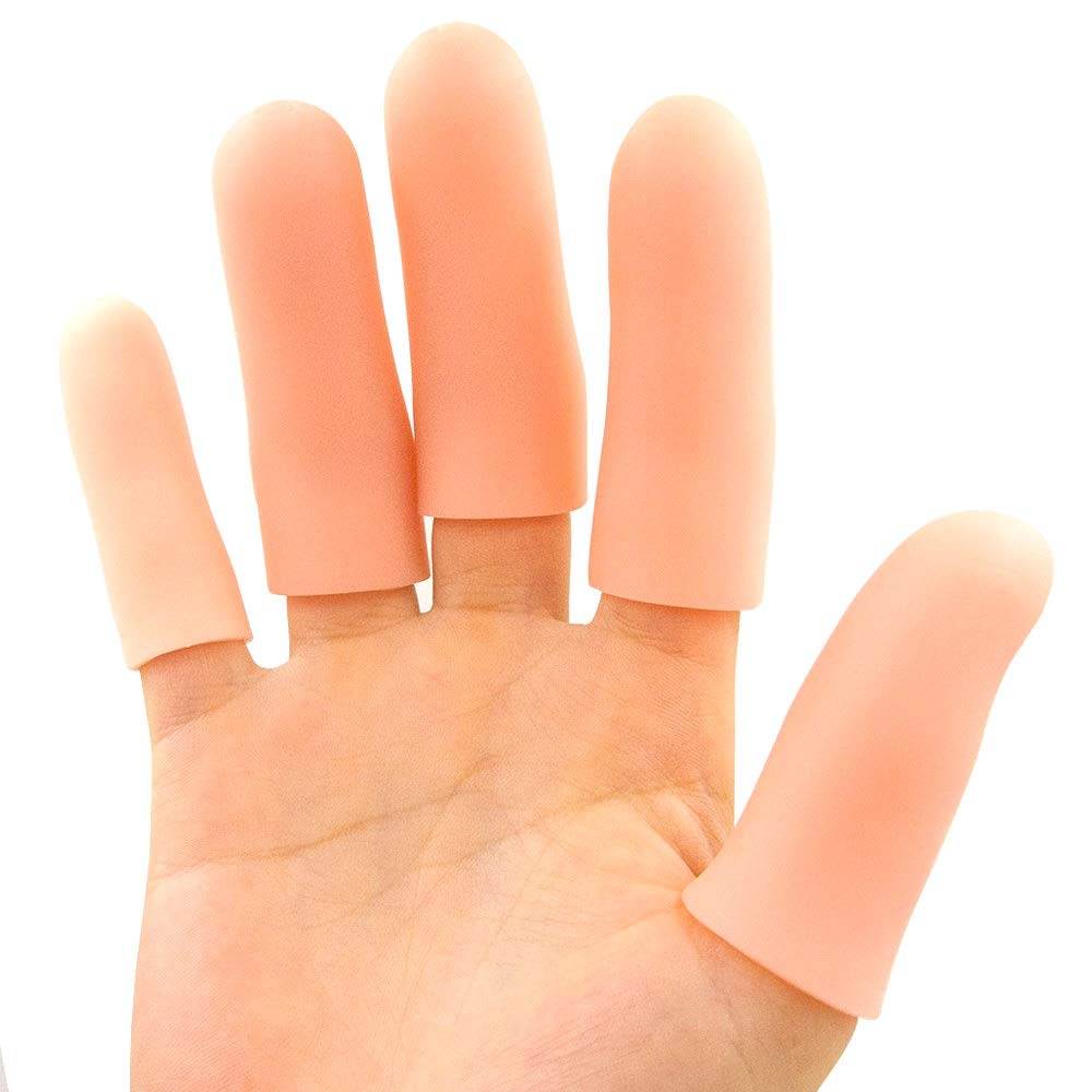 JKcare Large Finger Cots, 10 Pack Silicone Finger Sleeves Support for Trigger Finger & Arthritis - Covers Protector for Cracked, Corn & Callus Pain Relief