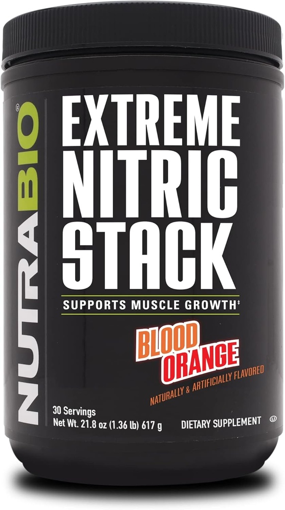 NutraBio Extreme Nitric Stack, Nitric Oxide 和细胞挥发公式-30 成份(血橙)