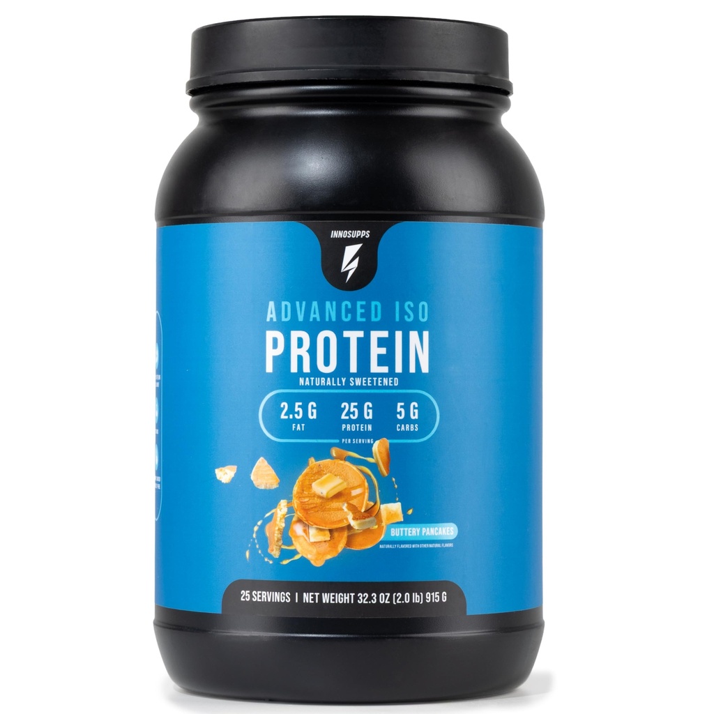 (原始内容存档于2018-09-25). InnoSupps Advanced Iso Protein 100% Whey 隔离蛋白质粉 没有人工甜品 低脂肪 低碳 25g of Protein → Hormone Free, Gluten Free, Soy Free → (Buttery Pancake).