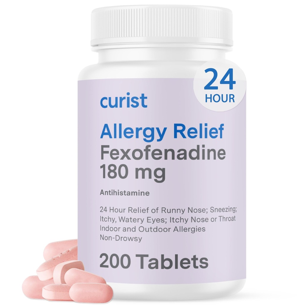 Curist Fexofenadine 氯化氢180mg(200片) 非昏睡过敏药剂 - 24小时全天过敏治疗 Runny Nose, Itchy Eyes, & Throat - 过敏治疗药剂(200计)