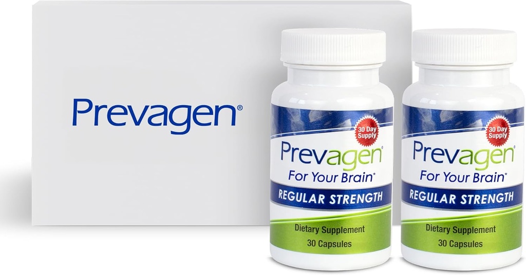 Prevagen 10mg, 2瓶30个卡普尔, 具有吸引力和可堆叠的 Prevagen 存储盒的常规强度 30 Ct