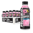 蛋白质2o 15g Whei 蛋白质隔热饮品+能量和焦点,350mg 电解质,维生素B5和B6,无糖,棉花糖,16.9 oz瓶(12袋)