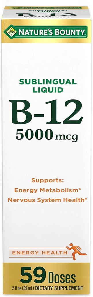 大自然的丰产维生素B12 500 mcg 亚语言液体、心血管健康和细胞能量支持,2 Fl Oz(1个计数)