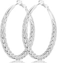 Senteria Silver Hoop Earrings for Women 假阳性925 Sterling Silver Post Hoop Earrings 轻量级大黄蜂 Earring Thick Twisted Silver Hoops 女子白蜂 30/40/50MM
