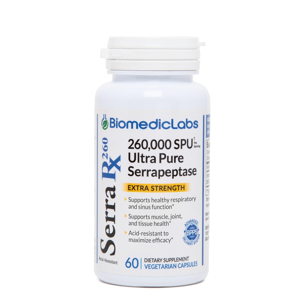 Serra-RX 26万 SU Serrapeptase - Acid-Resistt 蛋白质解剖系统酶,非GMO,Gluten Free,Vegan,支持西纳斯,Immune和肺部健康,60 Veg Capsules