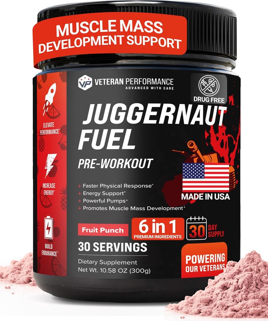 Juggernaut燃料预研 30位服务员 无糖无糖,无人工甜甜剂,配有Beta-Alanine的Creatine-Free For Energy & Hydration. 美国制造的