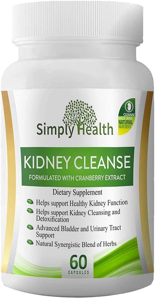 Premium Kidney Cleanse & Detox Health Supplement with Organic Cranberry Extract Supports Kidney, Bladder & Urinary Tract Health - Natural Detoxifier for Men & Women - GMP Certified, 60 Veggie Capsules